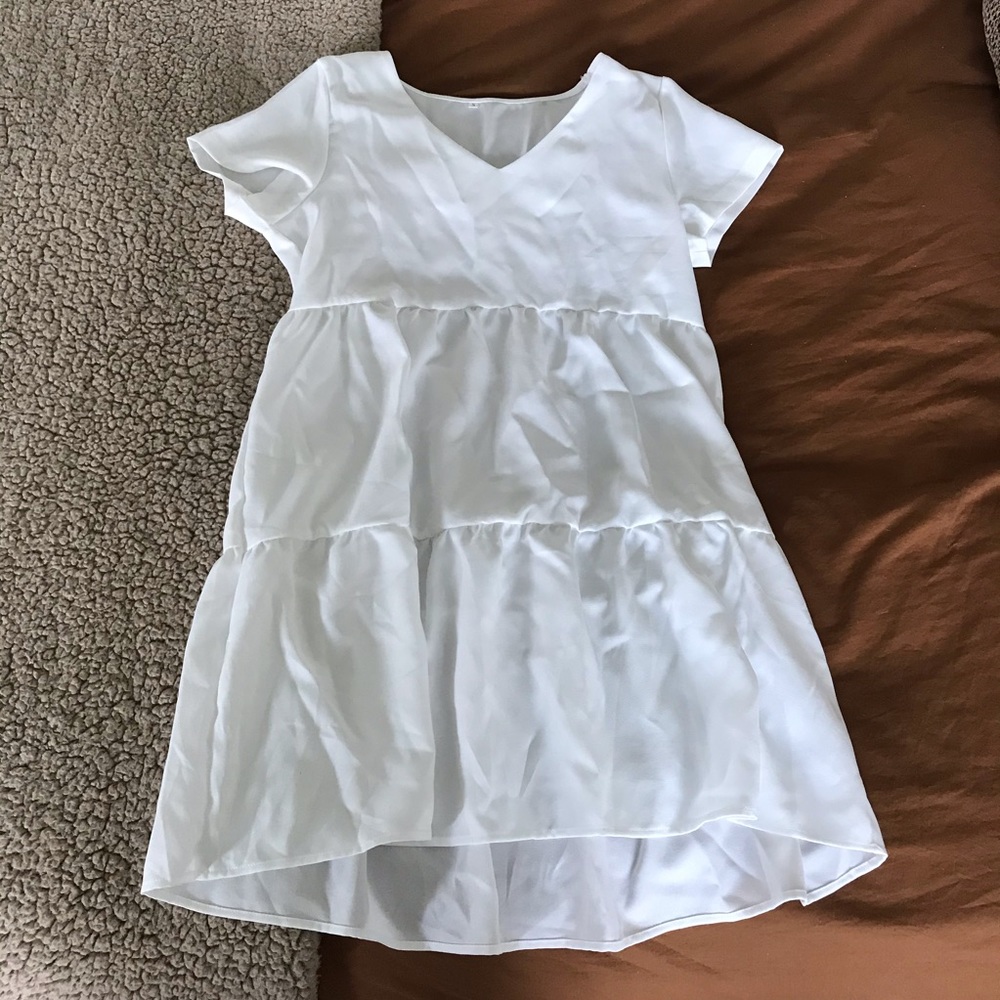 Layered shift dress white